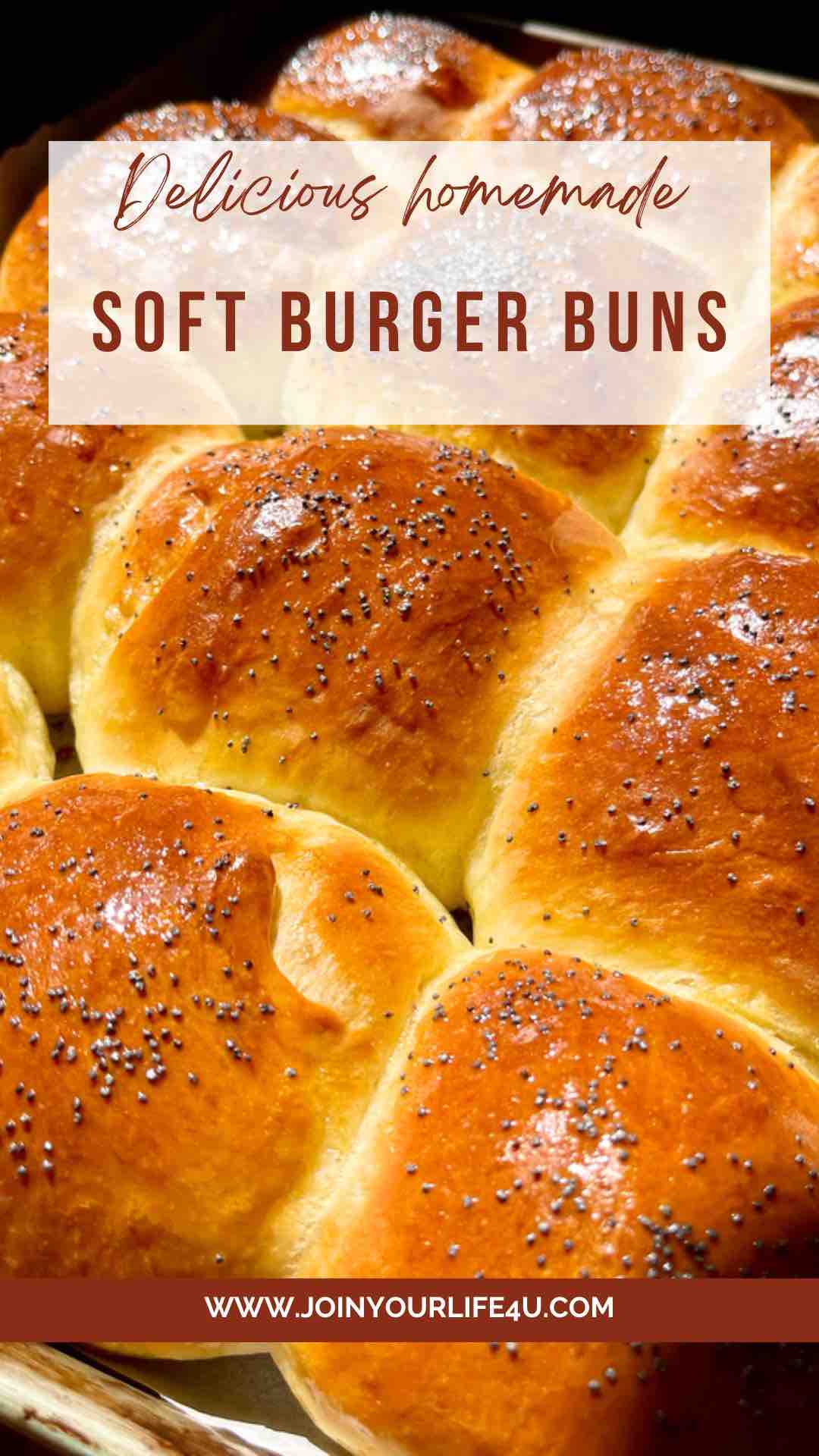 Freshly baked golden brown burger buns cooling in a pan