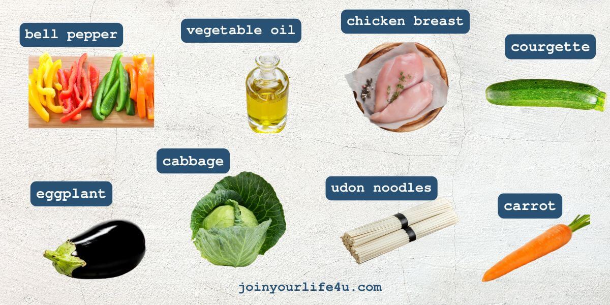 Ingredients for One-Pot Chicken Stir-Fry Noodles