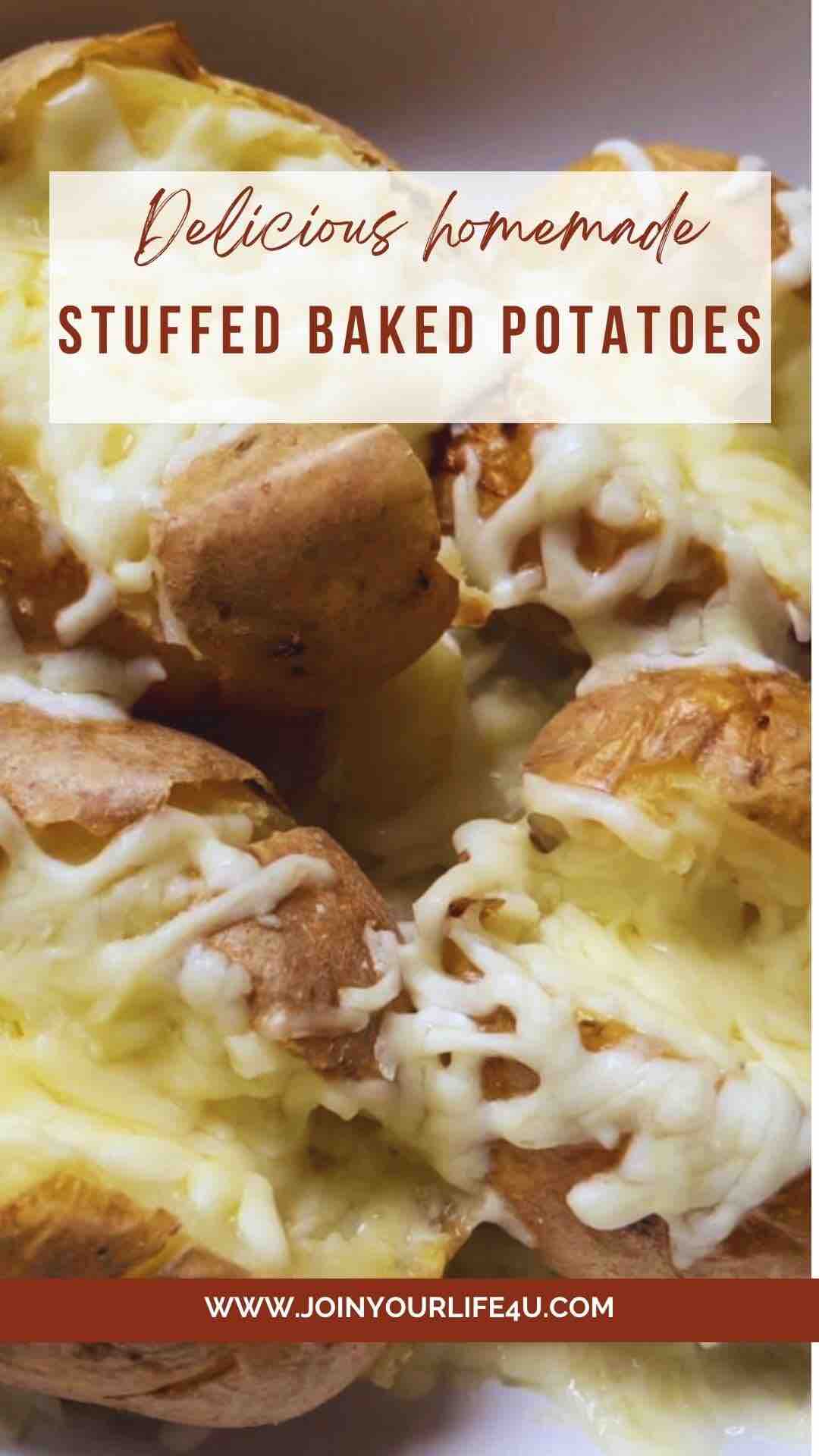 Baked Potatoes stuffed with mozzarella cheese and butter
