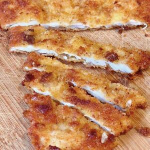 chicken schnitzel cut into strips