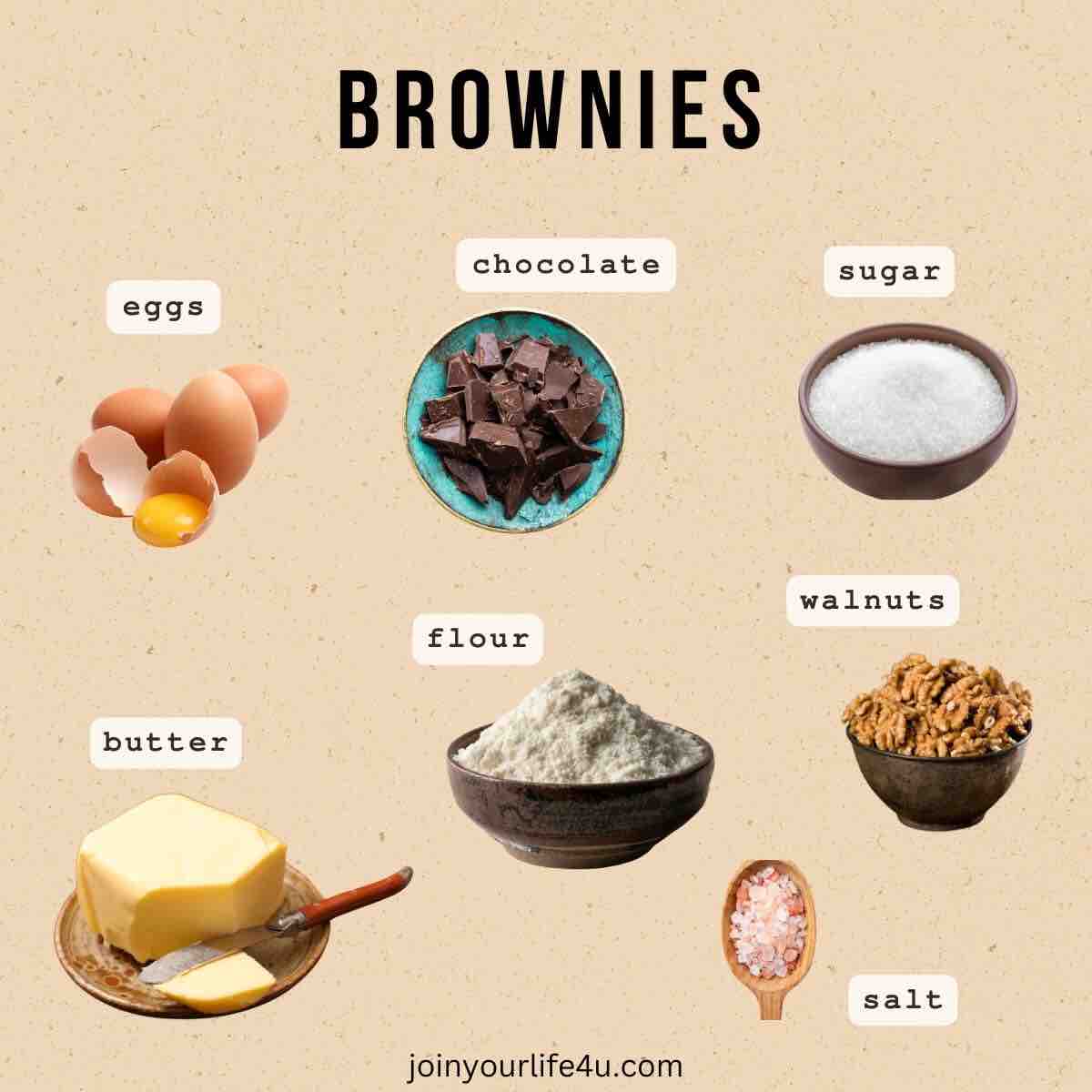 Ingredients in my Brownies Topped with Fresh Berry Cream 