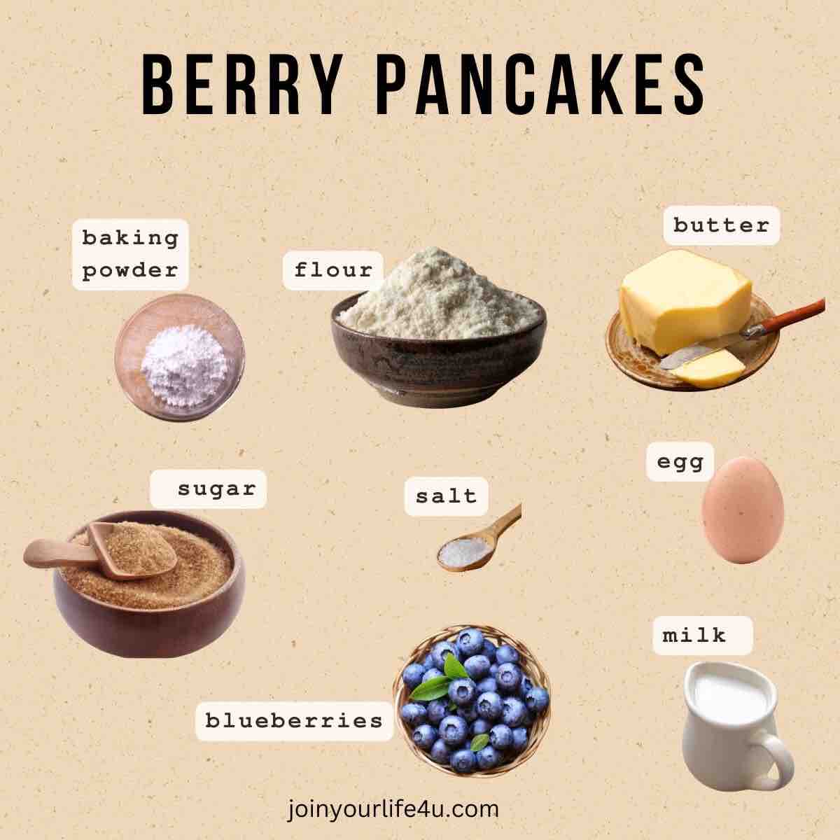 Ingredients in my berry pancake recipe