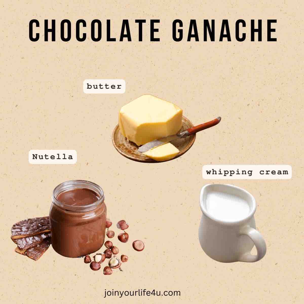 Ingredients in my chocolate ganache recipe