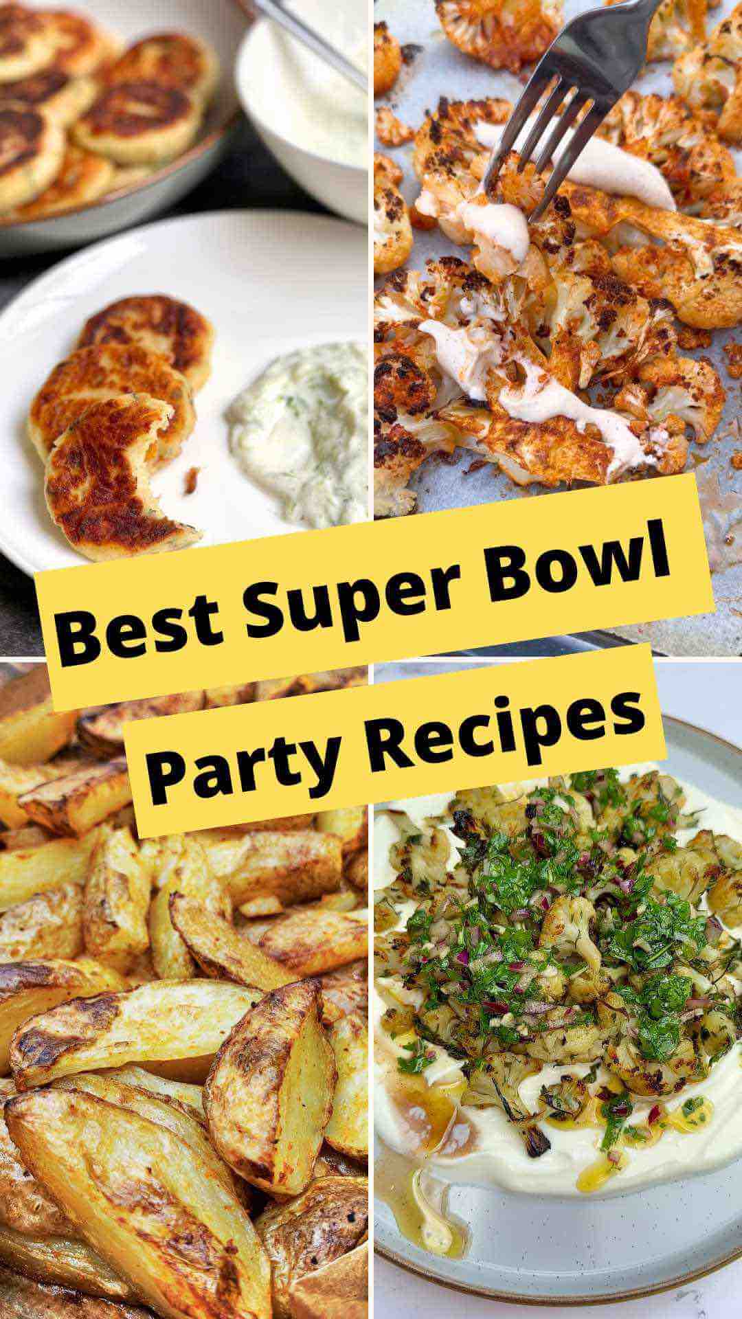 Easy Super Bowl Party Food Ideas collage with 4 different food ideas