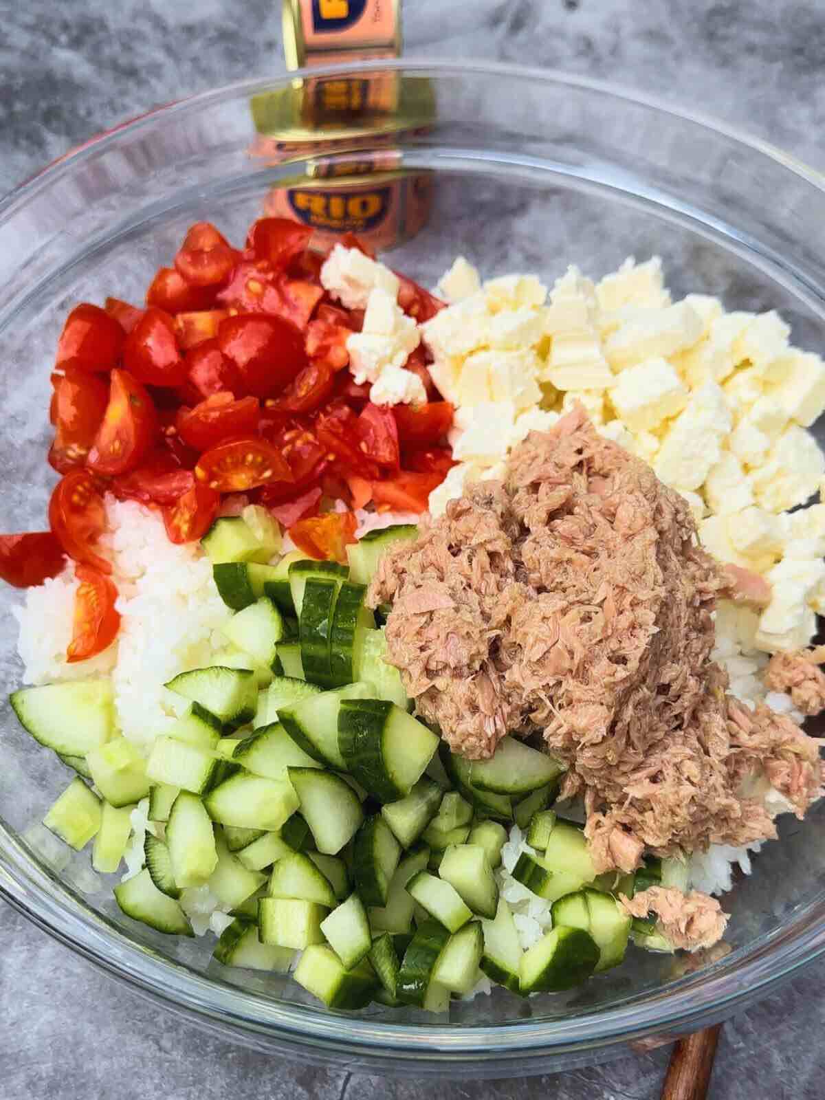 Tuna Rice Salad in a bowl