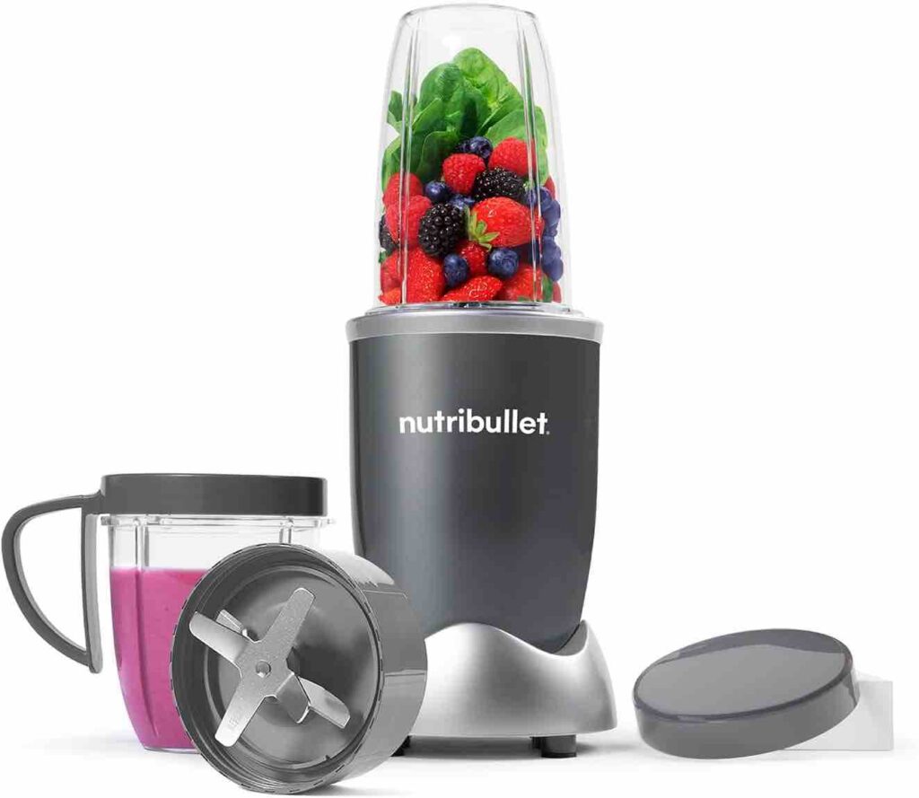 nutribullet Blender 600 Series - Powerful 20,000 RPM Extractor Blends Frozen Fruit, Nuts & Ice - 7 Piece Kit Includes 1x Tall Cup, 1x Short Cup, 1x Handled Ring & 1x Sealable Lid - Ideal for Smoothies
