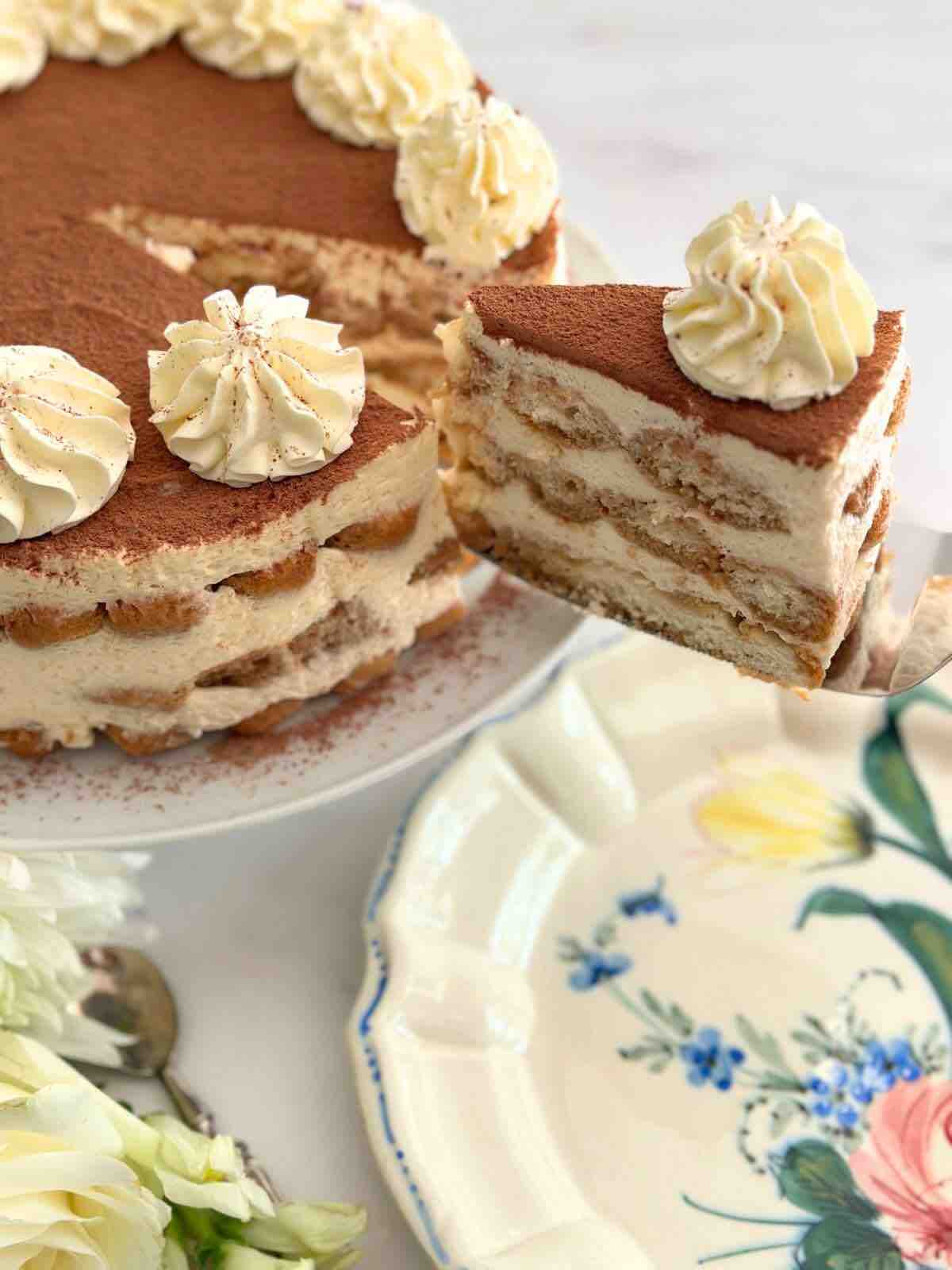 A slice of Tiramisu Cake