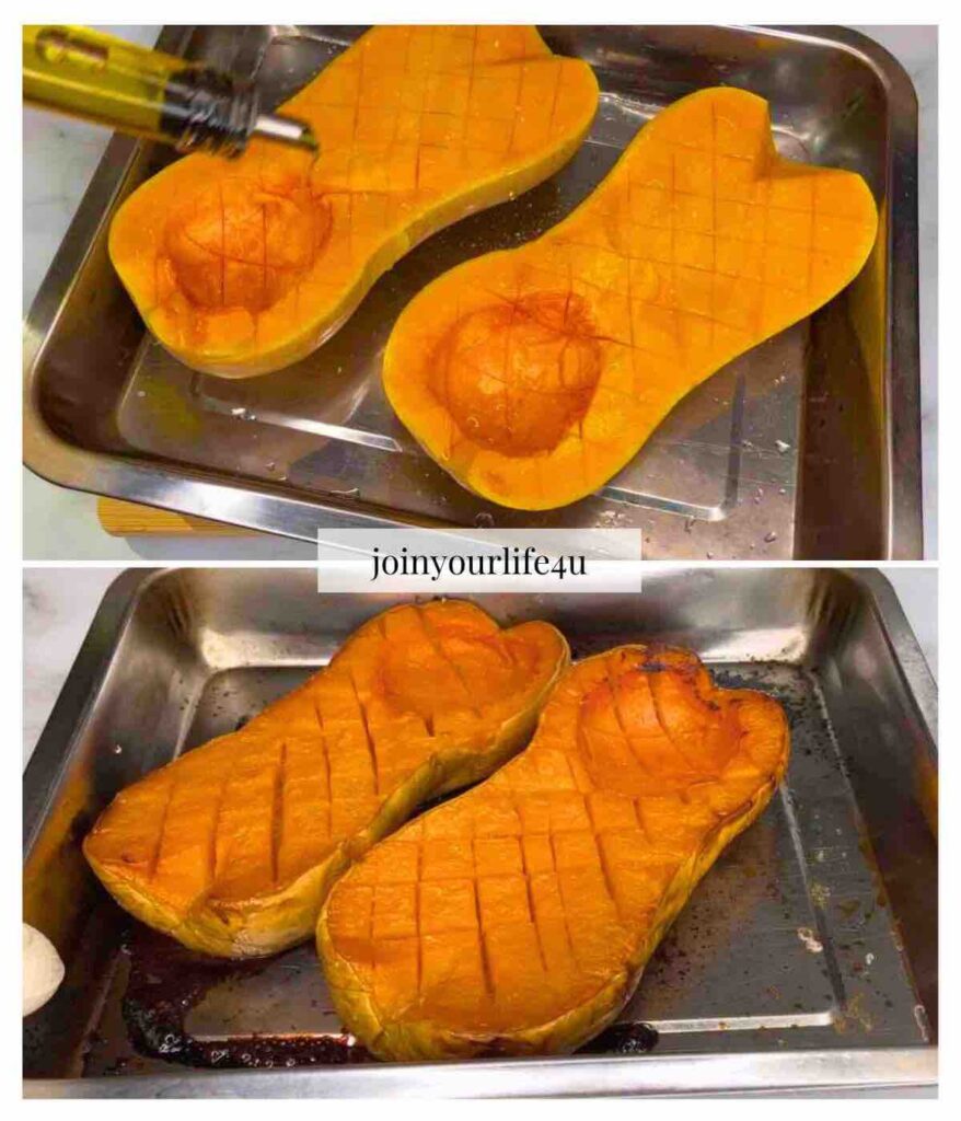 Process shots on How to prepare the pumpkin puree