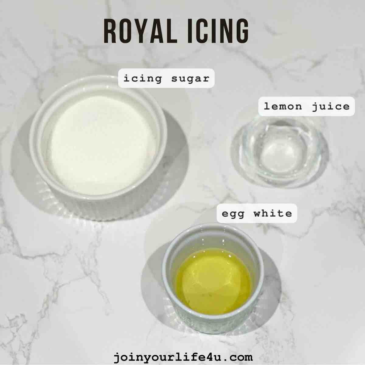 Ingredients to make Royal Icing