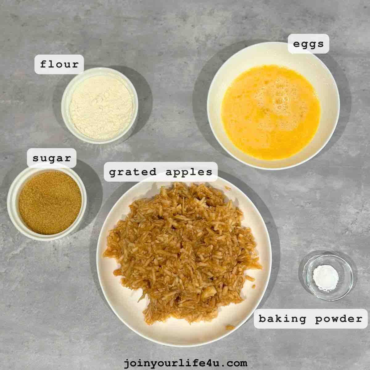 Ingredients in my Apple Cake with Fresh Apples recipe