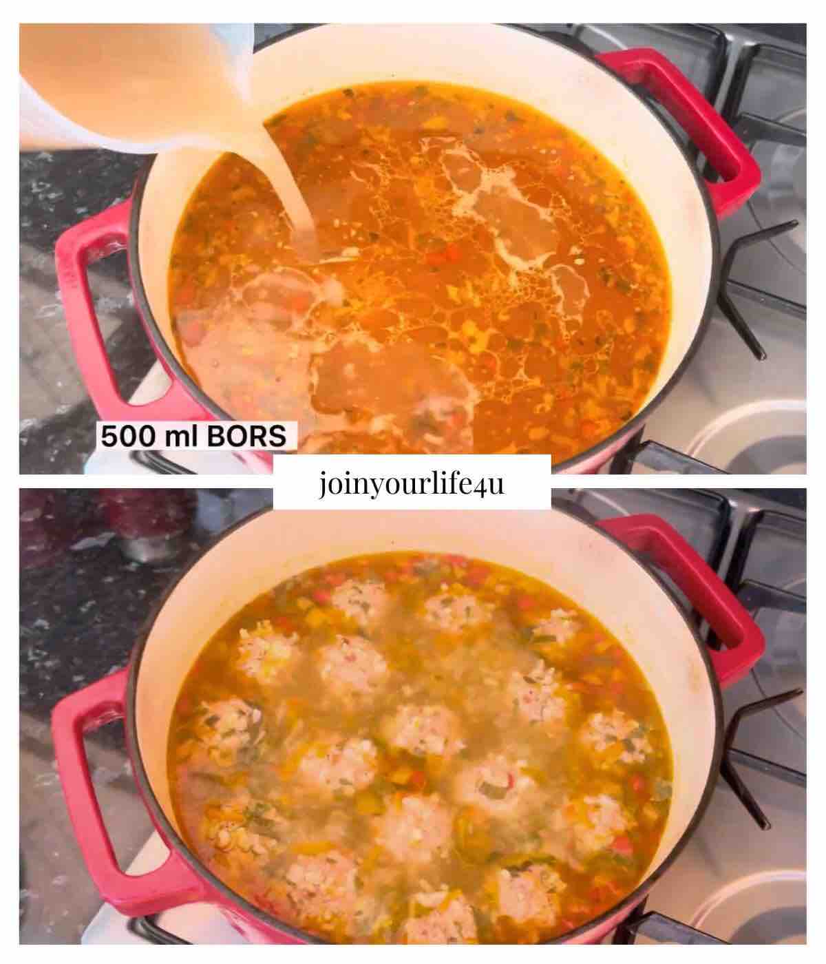 Preparation steps for how to make Romanian Meatball Soup (Ciorba de perisoare)