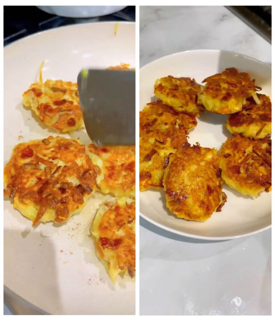 Process shots on How to make Potato leek patties with melted cheese