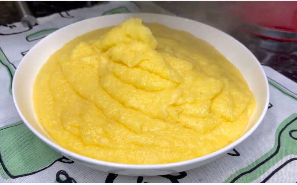 Process shots on How to make Traditional Romanian Polenta (Mamaliga) A Comfort Food Favorite