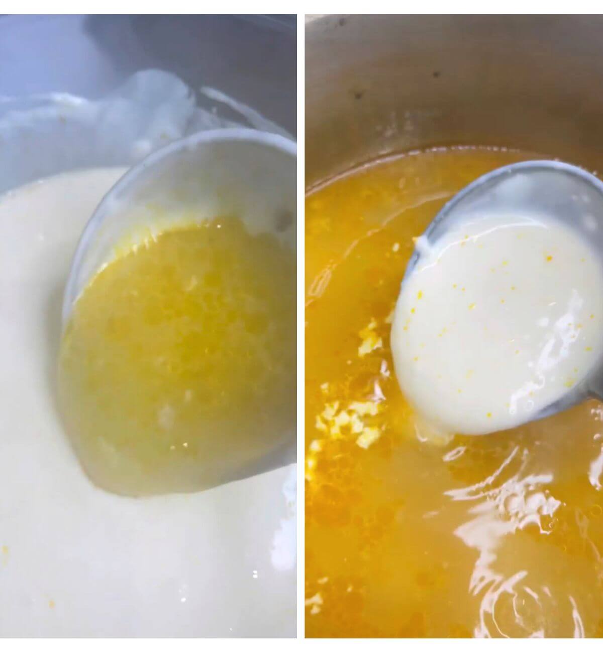 Process shots on how to make healthy yogurt potato soup