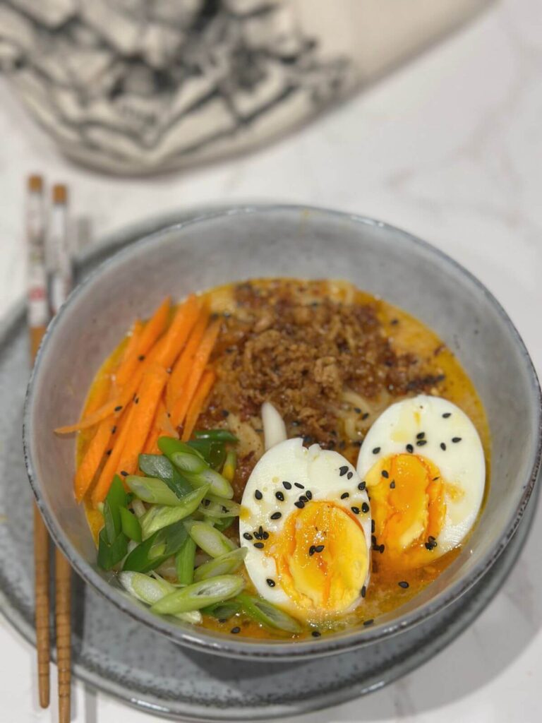 Final dish after preparing 15-minute Japanese noodle soup