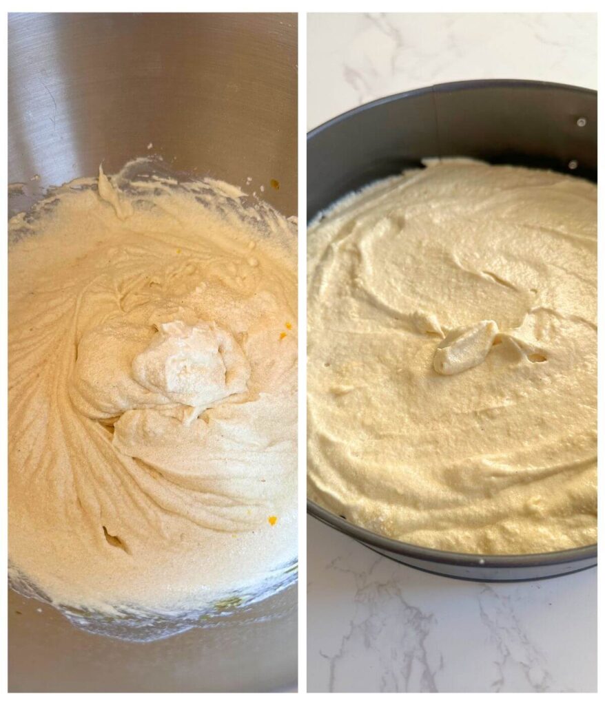 Batter made and ready to be baked for Pistachio dessert bites on sticks