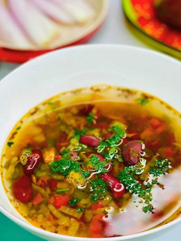 Traditional Romanian Bean Soup (Ciorba De Fasole)